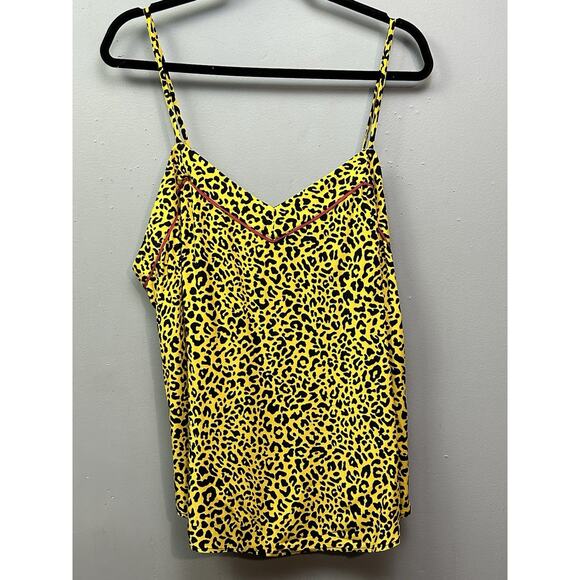 REFINERY‎ 29 animal printed poplin camisole Womens Plus size 2X Yellow Black NEW - Picture 1 of 10